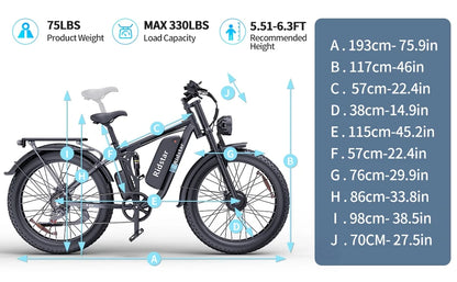 Dual Motor PEAK 3000W Electric Bike for Adults,31mph 48V 23Ah Electric Bicycle,26" Fat Tire Mountain Bike UL2849