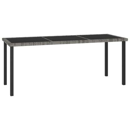 vidaXL Outdoor Dining Table Garden Porch Patio Table with Glass Top PE Rattan