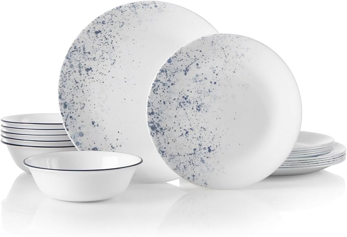 Corelle Indigo Speckle 18-Piece Glass Dinnerware Set (Service for 6)