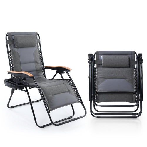 Sophia&William 2 Pieces Outdoor Oversized Padded Zero Gravity Chairs - Grey