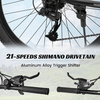 26 Inch Mountain Bike Dual Full Suspension, Shimano 21-Speed Mountain Bicycle with Dual Disc Brakes and Carbon Steel Frame, Trail Beach Snow Commuter City Bike for Adult Men Women, Black