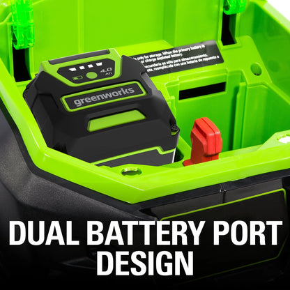 Greenworks 40V 20-inch Brushless Walk-Behind Push Lawn Mower W/40 Ah Battery and Quick Charger, 2516302