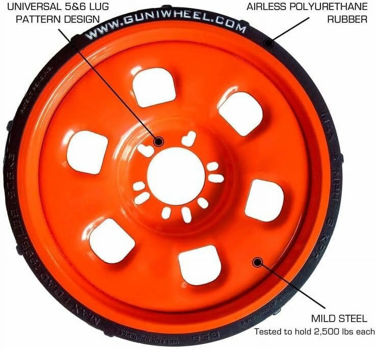 GUNIWHEEL Universal Vehicle Mounting System Roller Wheel with Universal Lug Pattern for Trucks/SUVs with 5 or 6 Bolt Patterns - Safely Move & Mount Vehicles 1, GUNIWHEEL 56