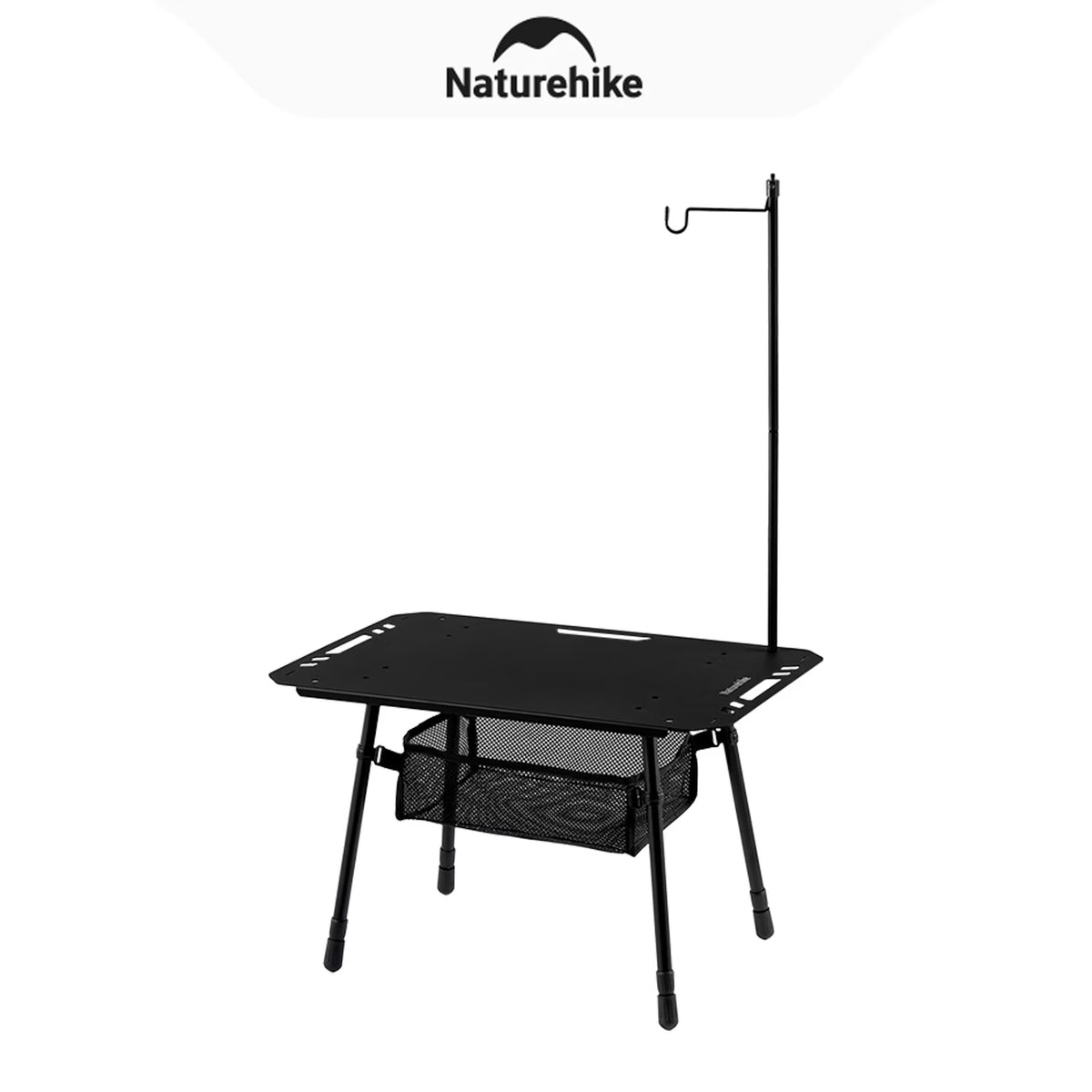 Naturehike, Portable Camping Table, Outdoor Detachable Tactical Camping Table, Lightweight Aluminium Camping Table with Light Pole, Adjustable Height