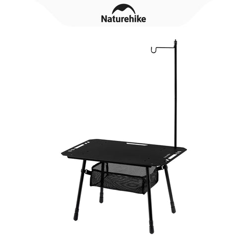 Naturehike, Portable Camping Table, Outdoor Detachable Tactical Camping Table, Lightweight Aluminium Camping Table with Light Pole, Adjustable Height