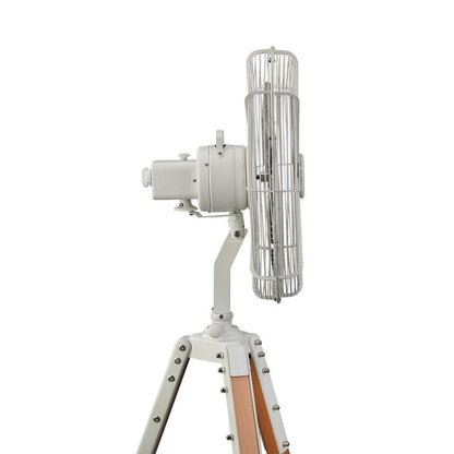 Star Fans  Star Tripod 16-inch Stand Fan with Wooden Legs Matte White Steel Matte