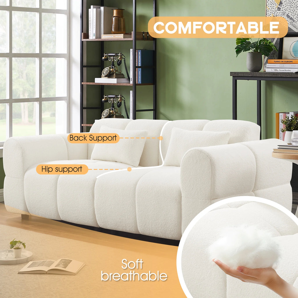 FREEHOMAE 80" Oversized Boucle Sofa Couch,Modern Loveseat,Deep Seat Love Seat,Mid Century Modern Sofa,Cloud Couch for Living Room,Apartment,Office,and Lounge,Black