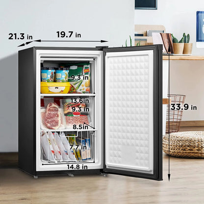 Midea 3 Cubic Ft Upright Freezer, Black, MRU03M2ABB, New