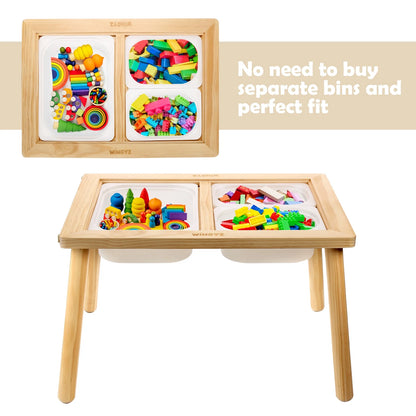Sweet Time Toddler Sensory Table Chairs, Wood Kids Activity Table with Storage Play Study Furniture