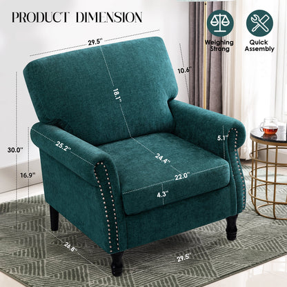 COOLHUT Modern Accent Chair Armchair, Linen Fabric Upholstered Comfy Single Sofa with Solid Wood Frame for Living Room, Gray