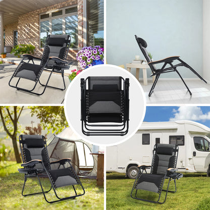 Sophia&William 2 Pieces Outdoor Oversized Padded Zero Gravity Chairs - Grey