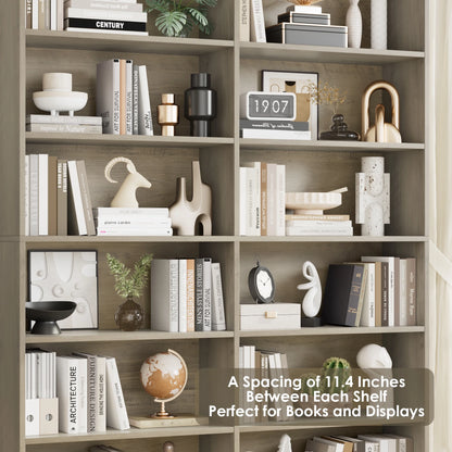 Homfa 74.3�� Double Wide 6-Tier Bookcase, Extra Large Wooden Freestanding Display Bookshelf for Home Office Living Room, White