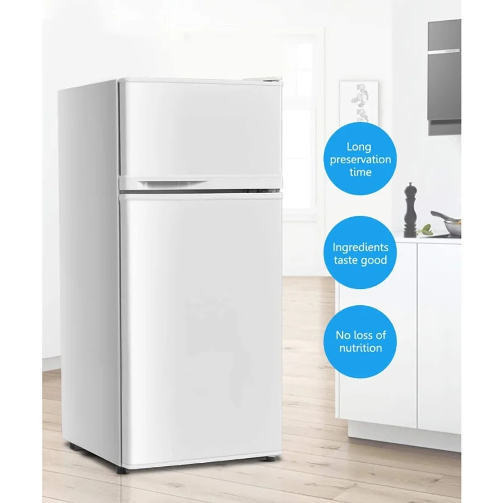 Canddidliike 2 Doors Cold-rolled Sheet Compact Refrigerator-White, Fridge with Freezer, Fridge, Adjustable Thermostat