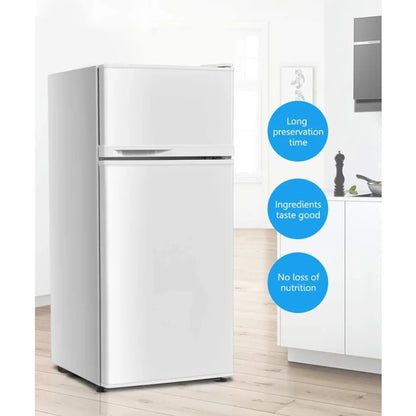 Canddidliike 2 Doors Cold-rolled Sheet Compact Refrigerator-White, Fridge with Freezer, Fridge, Adjustable Thermostat
