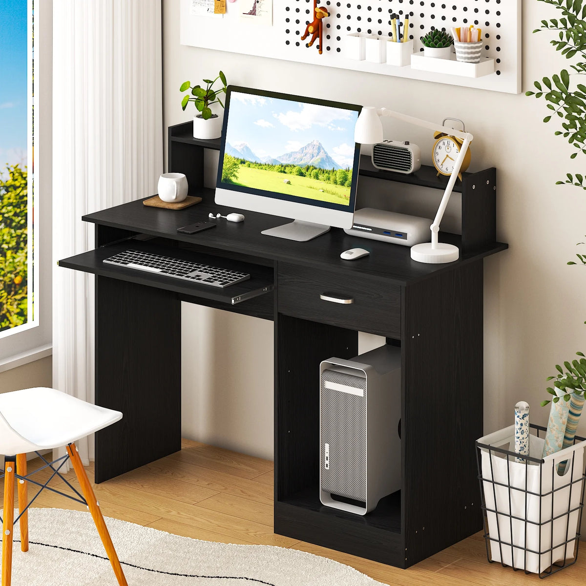 Ktaxon Computer Desk Home Office Workstation Laptop Table Drawer Shelf Furniture White