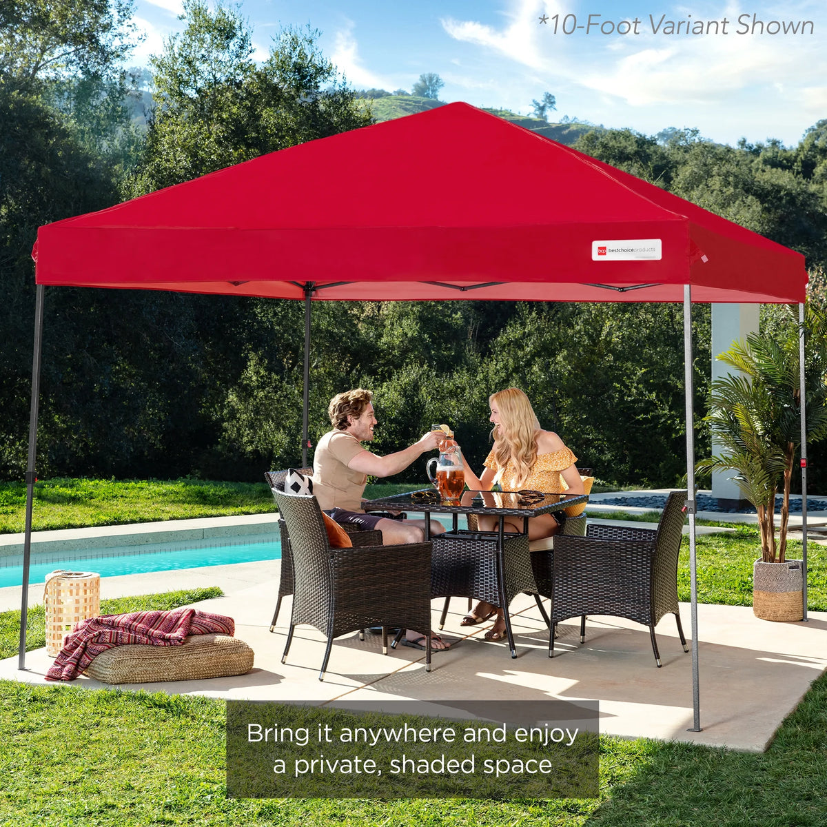 Best Choice Products 12x12ft Easy Setup Pop Up Canopy w/ 1-Button Setup, Wheeled Case, 4 Weight Bags - Navy Blue