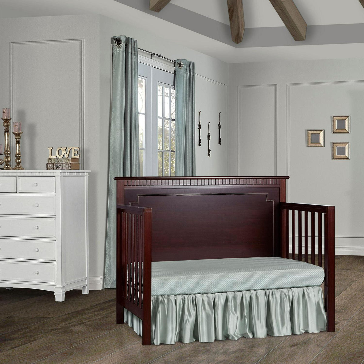 Dream On Me Morgan 5-in-1 Convertible Crib. Cherry