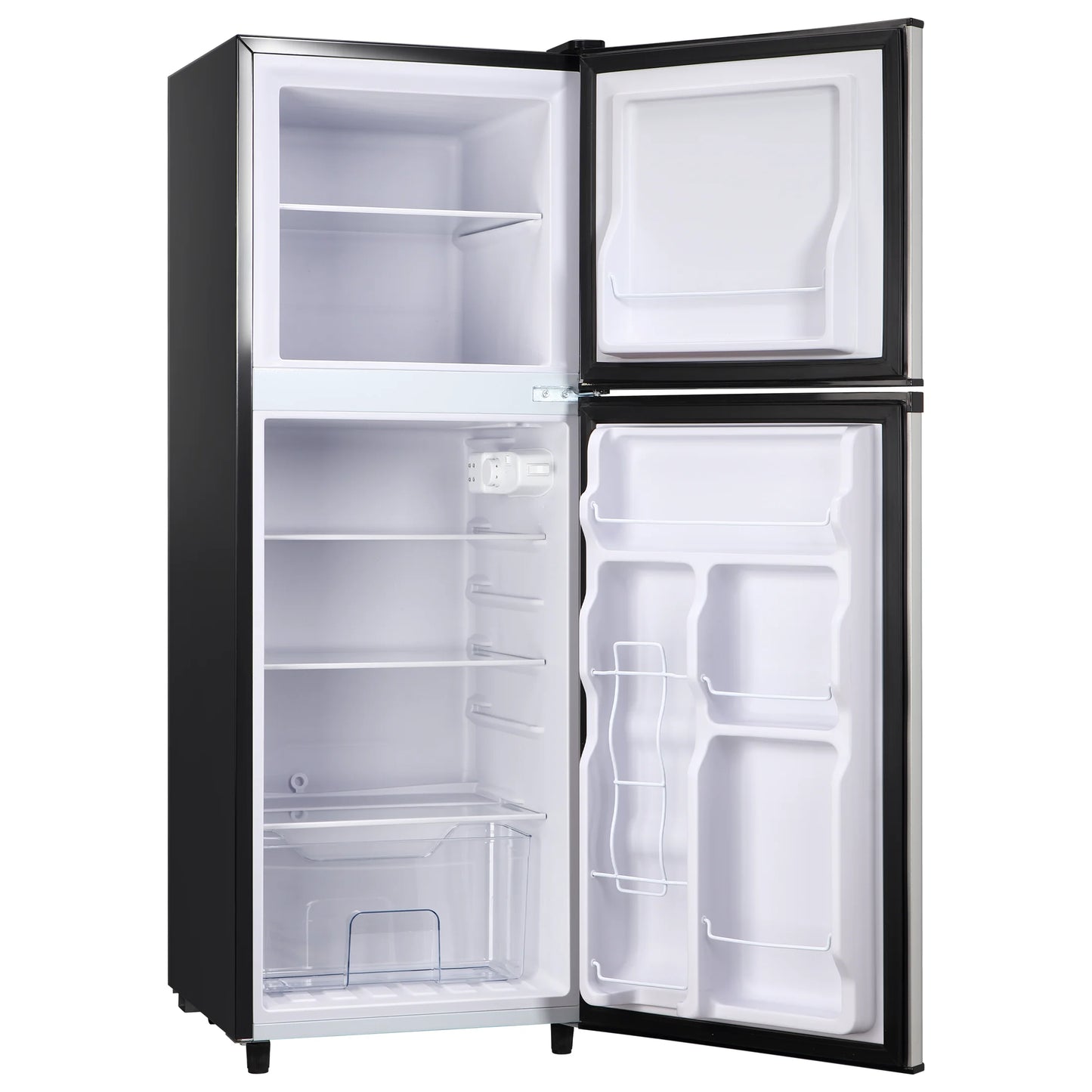 4.5 Cu. ft. Compact Refrigerator 2 Door with Freezer,5 Adjustable Thermostat & 4 Removable Glass Shelves