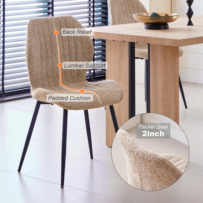 5 Piece 47'' Round Dining Table Chairs Set for 4, Farmhouse Gray Kitchen Table with 4 Boucle Mid Century Modern Dinning Room Chairs, Wood Dinner Table &Upholstered Chair Set of 4, Beige