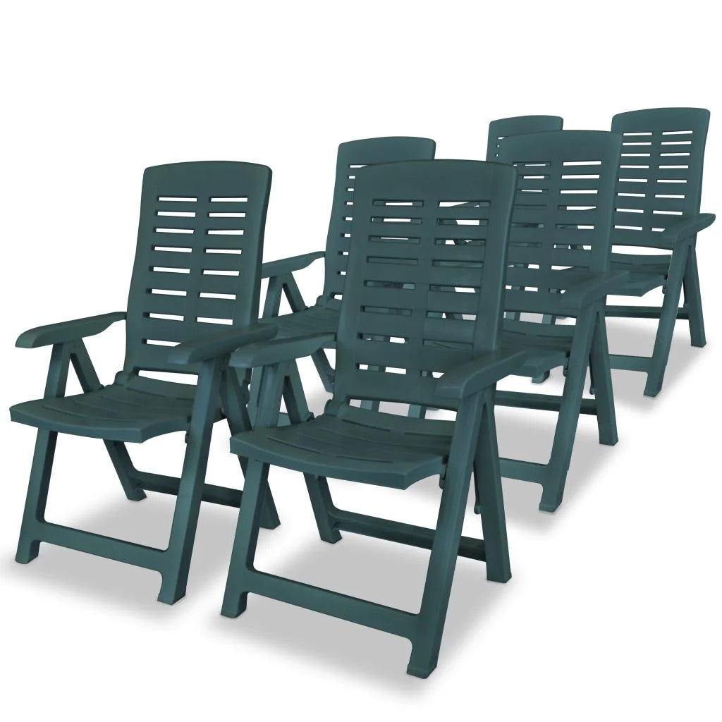 vidaXL Reclining Patio Chairs Outdoor Stack Dining Chair with Armrest Plastic