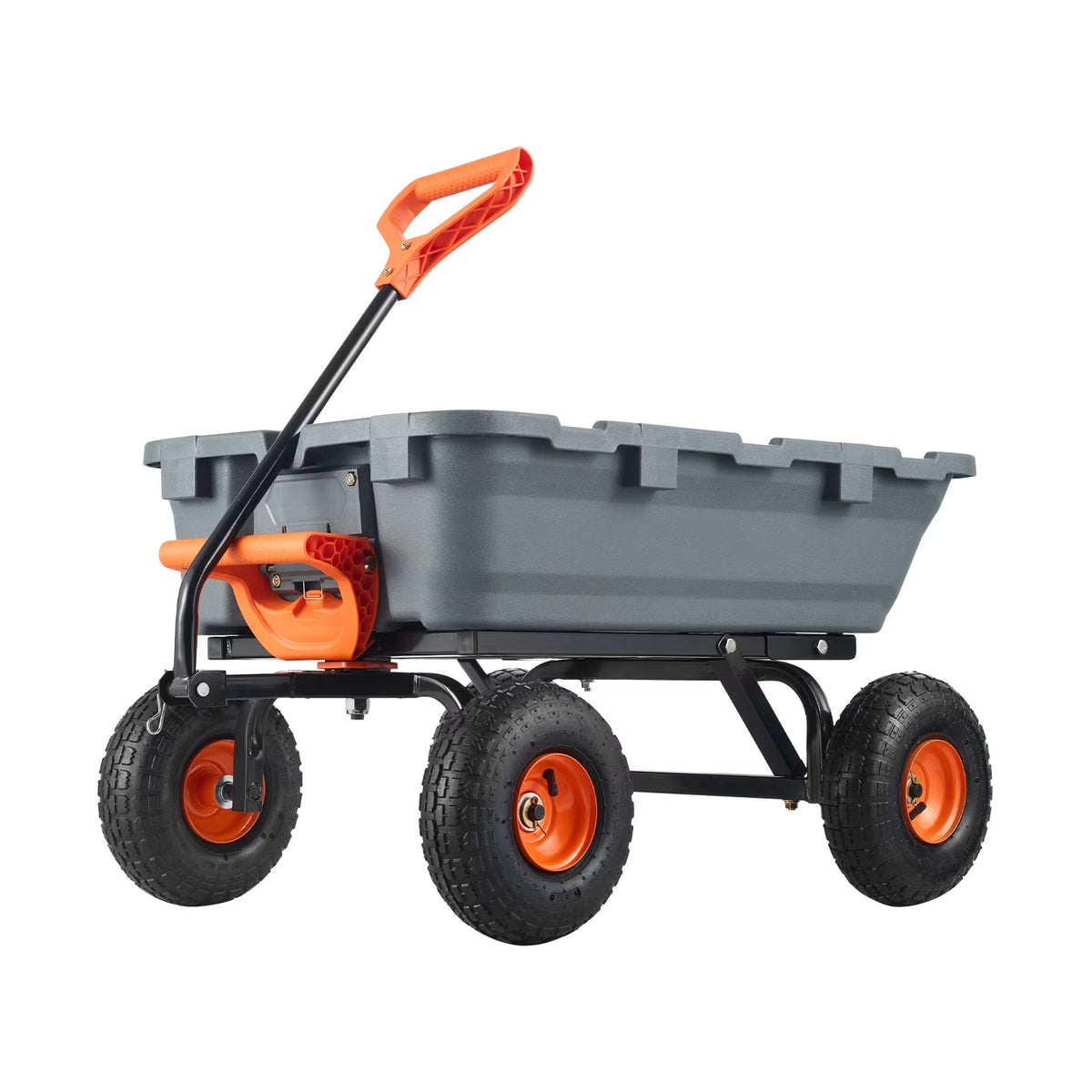 KFFKFF Garden Dump Cart, 35.8x19.5x8.2 in Dump Truck Cart, Max. 600lbs Load Capacity, 10in Rubber Tire, 180�� Adjustable Handle