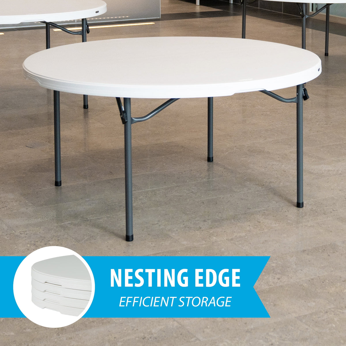 Lifetime 60 inch Round Folding Table, Indoor/Outdoor Commercial Grade, Almond (280435)