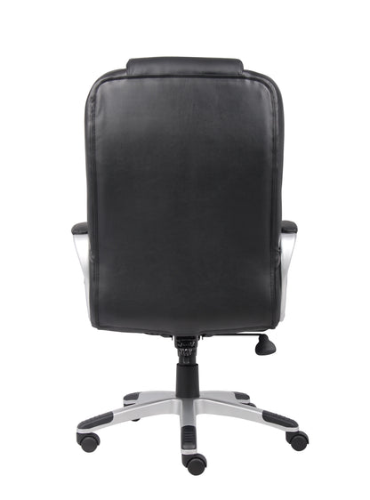 Boss Office Products LeatherPlus Executive Chair with Casters, Black
