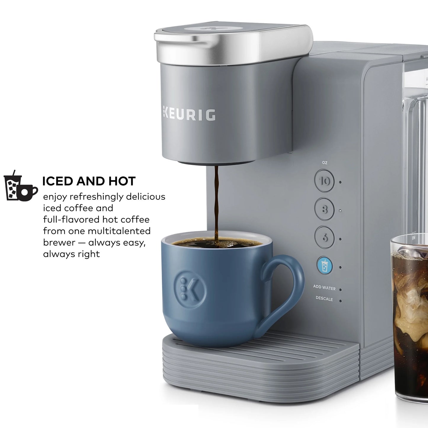 Keurig K-Iced Essentials Iced and Hot Single-Serve K-Cup Pod Coffee Maker, White