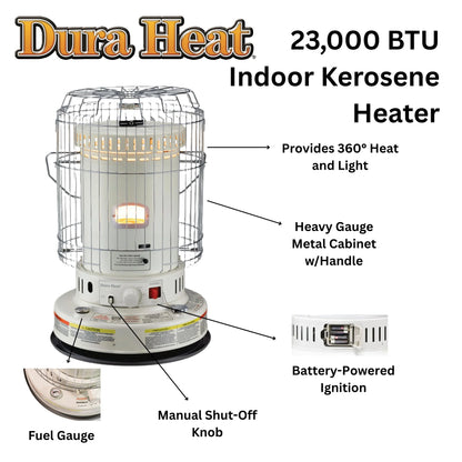 Dura Heat Convection Kerosene Heater, 23,800 BTU, Indoor Portable Heater - DH2304BB