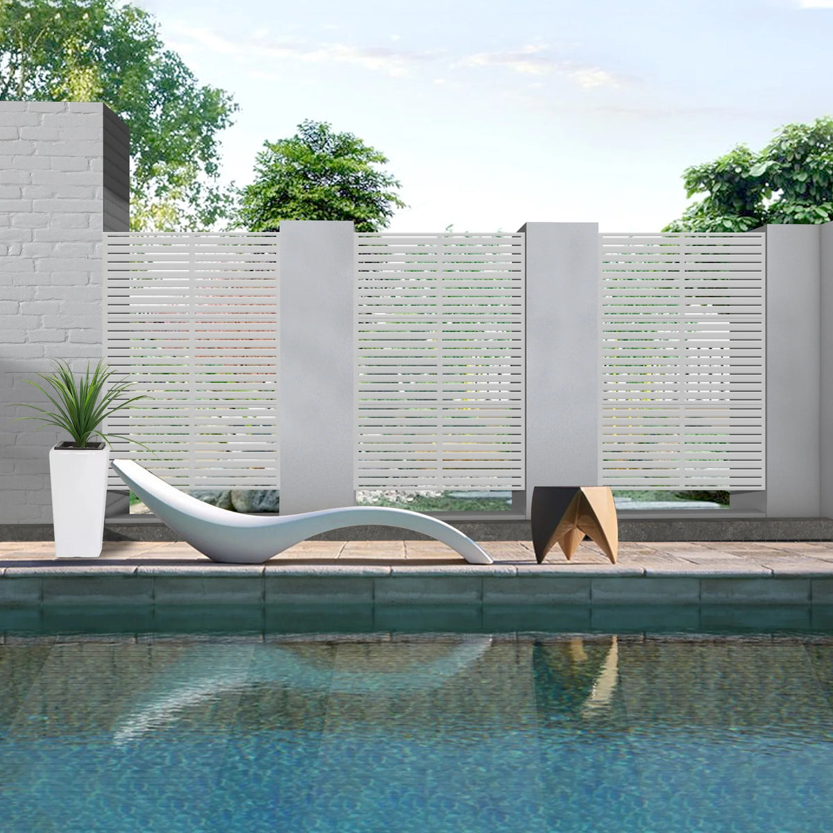 MAYEERTY 72*47" Outdoor Black Metal Privacy Panel Screen for Patio, Classic Louvered