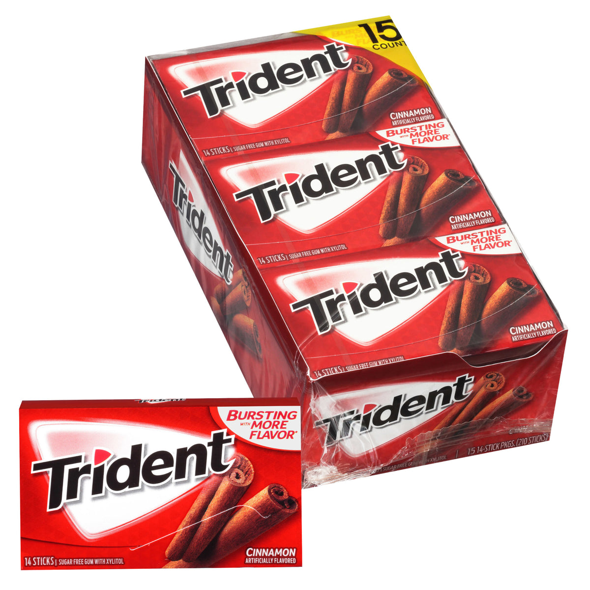 Trident Sugar Free Gum, Cinnamon, 14 Pieces, 15-count