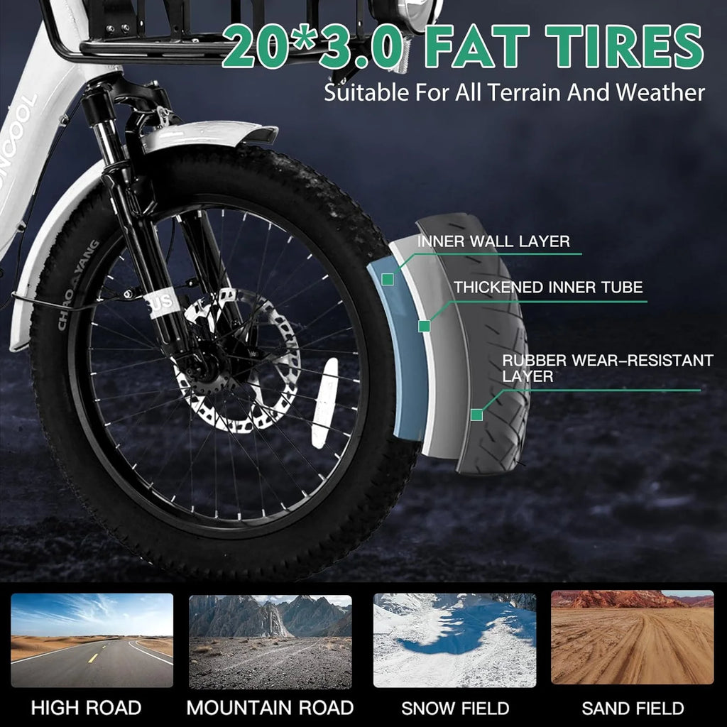 ABORON 3.0 Fat Tire Electric Trike for Senior Foldable E-Bike, 500W Motorized Tricycle Adult 20" Folding 3 Wheel Electric Commute Bike Trike w/48V Battery and Storage Baskets,
