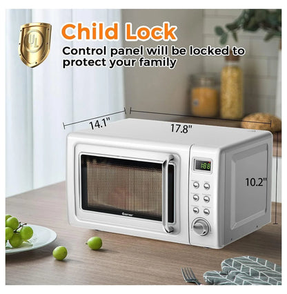 Small Microwave, 0.7Cu.ft 700 Watt Countertop Microwave with 5 Micro Power Defrost & Auto Cooking Function, Stainless Steel Interior, LED Display, Microwave for Kitchen, RV, Dorm ?(White)