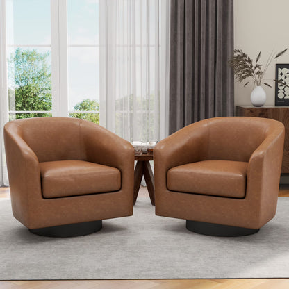 UIXE Swivel Accent Chair, Upholstered Fabric Barrel Chair for Living Room, Small Single Sofa Bedroom Reading Seat, Light Gray