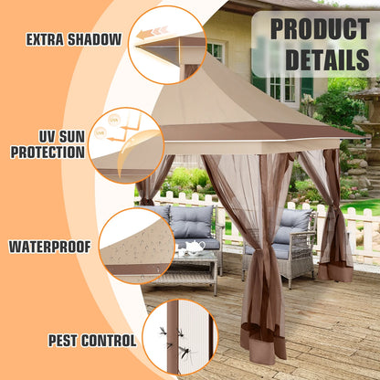 HOTEEL 12x12 EZ Pop Up Gazebo Tent with Sidewalls,Patio Gazebo Instant Shelter for Outdoor Party Camping Backyard Beach with Carry Bag,Stakes,Ropes,Gray