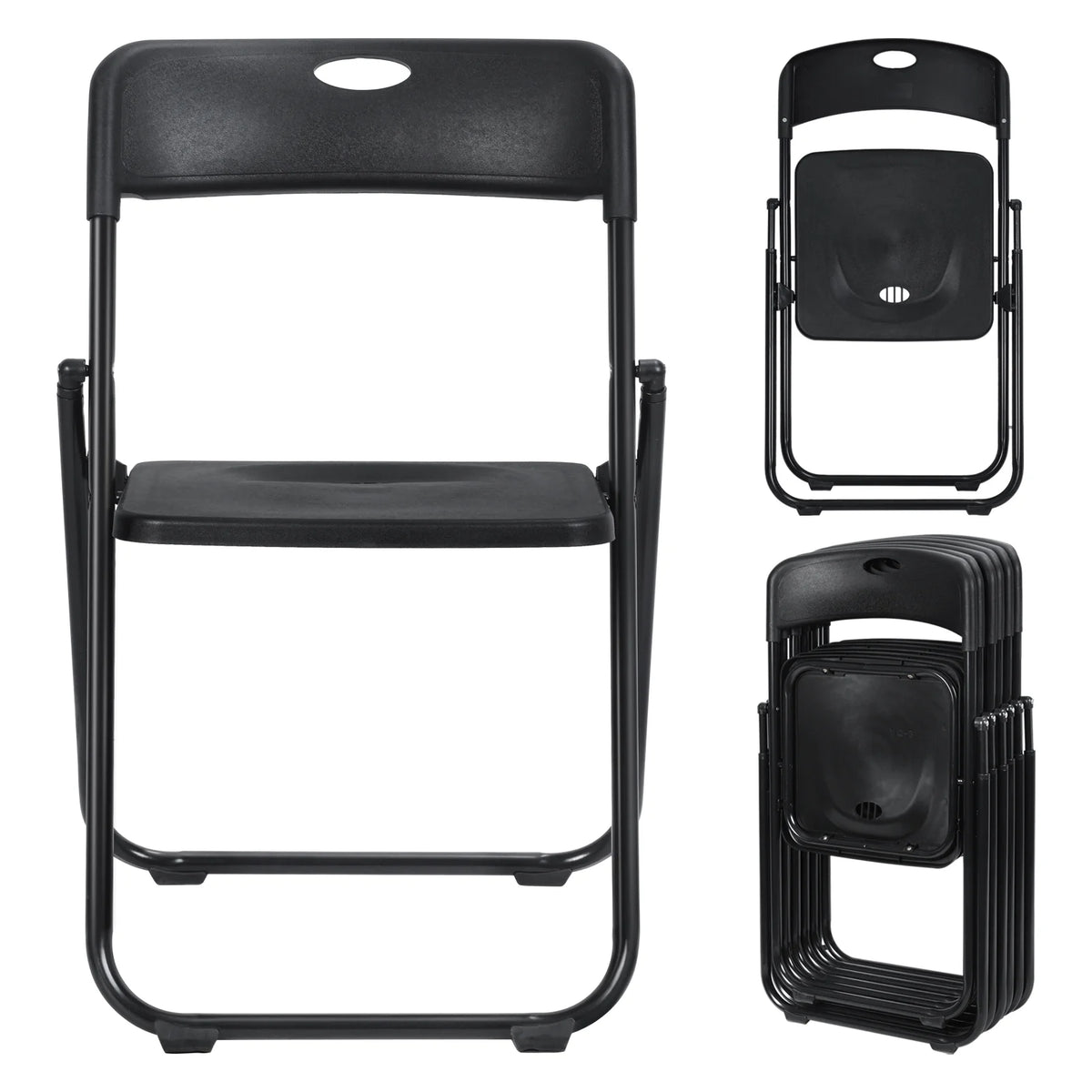 Anvazise Folding Chair 6Pcs/Set Folding Chairs, Staff Backpack Computer Chair, Basics Foldable Plastic Chair, Outdoor Portable Activity Chair, Black (Black)