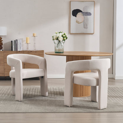 Guyou Modern Sherpa Upholstered Dining Chair, Cute Barrel Side Armchair Kitchen Chair with Armrests and Back for Living Room Dining Room Bedroom, Green