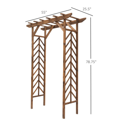 CAMSCH 85'' Premium Outdoor Wooden Arbor Arch with Trellis, Straight top, Pergola Arch for Climbing Plants, Wood Garden Yard Lattice, Wedding Arch for Ceremony, 63''(L) x 26''(W) x 85''(H)