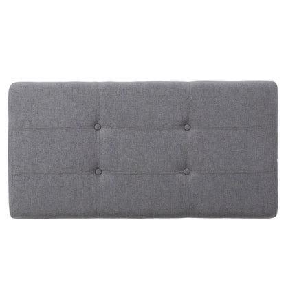GDF Studio Valeno Mid Century Modern Fabric Tufted Storage Ottoman Bench, Light Gray and Light Brown
