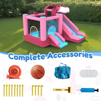 Mukidy 114''x 114'' x 92.5'' Inflatable Bounce Houses for Kids 3-10 with Blower Double Slide and Ball Pit/Indoor Bouncy House, PVC, Child, Teen, Toddler，Blue