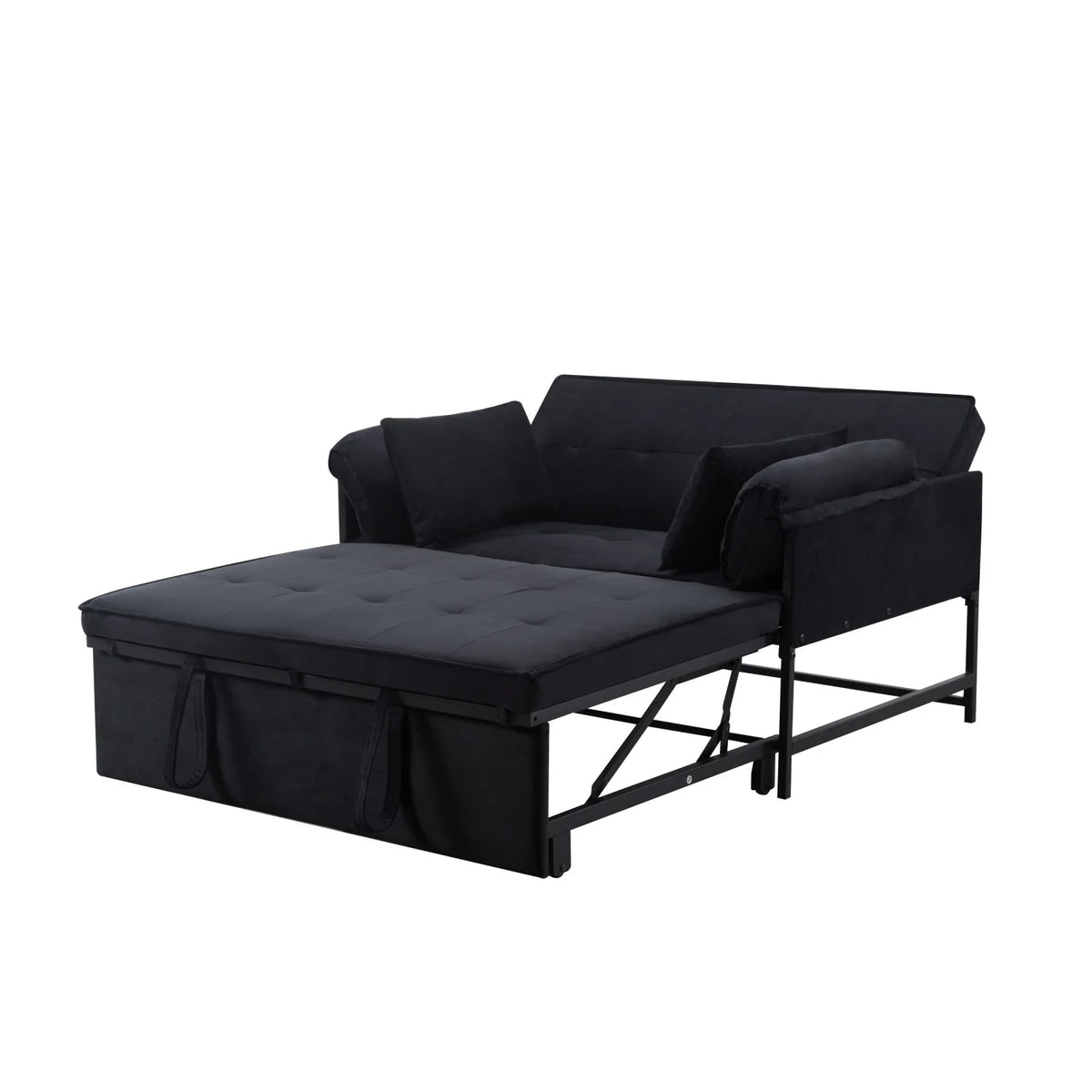 Gewnee 46" Velvet Sleeper Sofa Reclining Convertible Futon Couch Bed for Living Room, Guest & Small Spaces(Black)