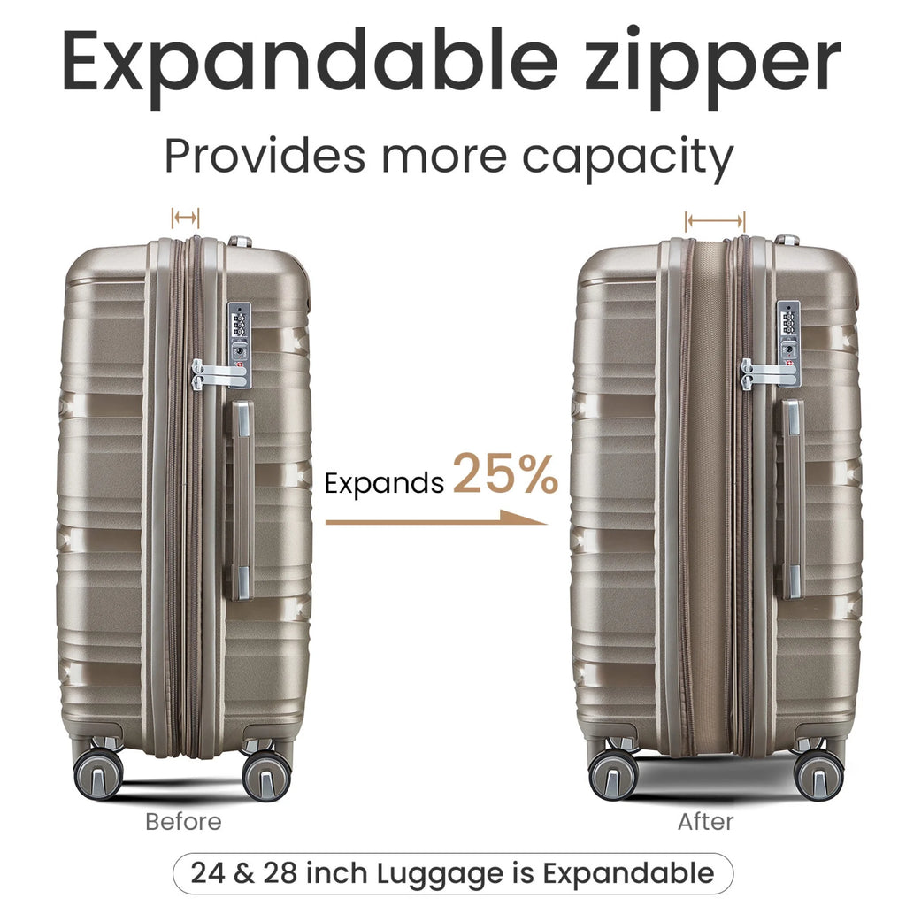 Luggage 4 Piece Sets(14/20/24/28), Hard Shell Lightweight TSA Lock Carry on Expandable Suitcase with Spinner Wheels