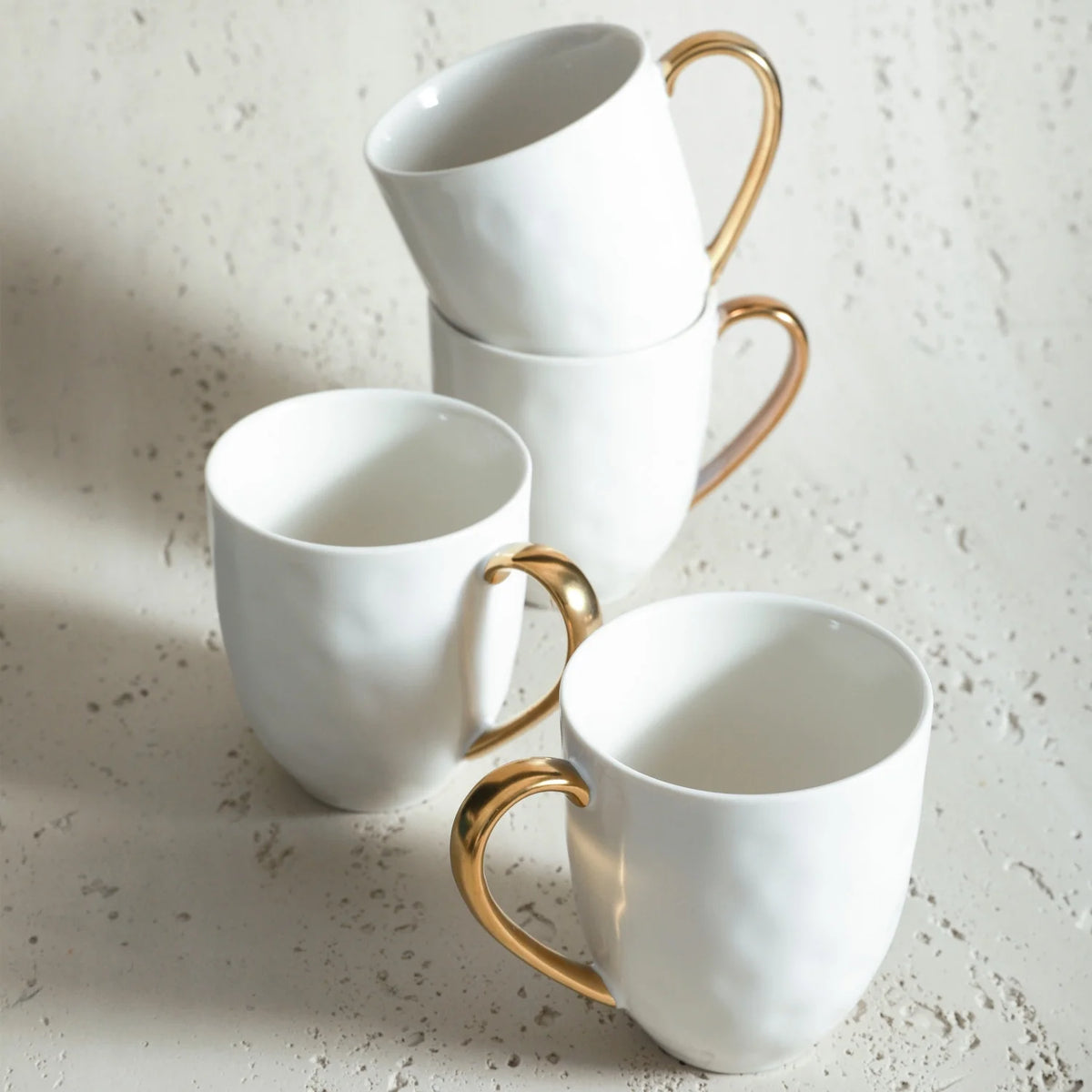 Stone Lain Florian Modern Porcelain Dish Set, 16-Piece Dishes for 4, Gold and Navy