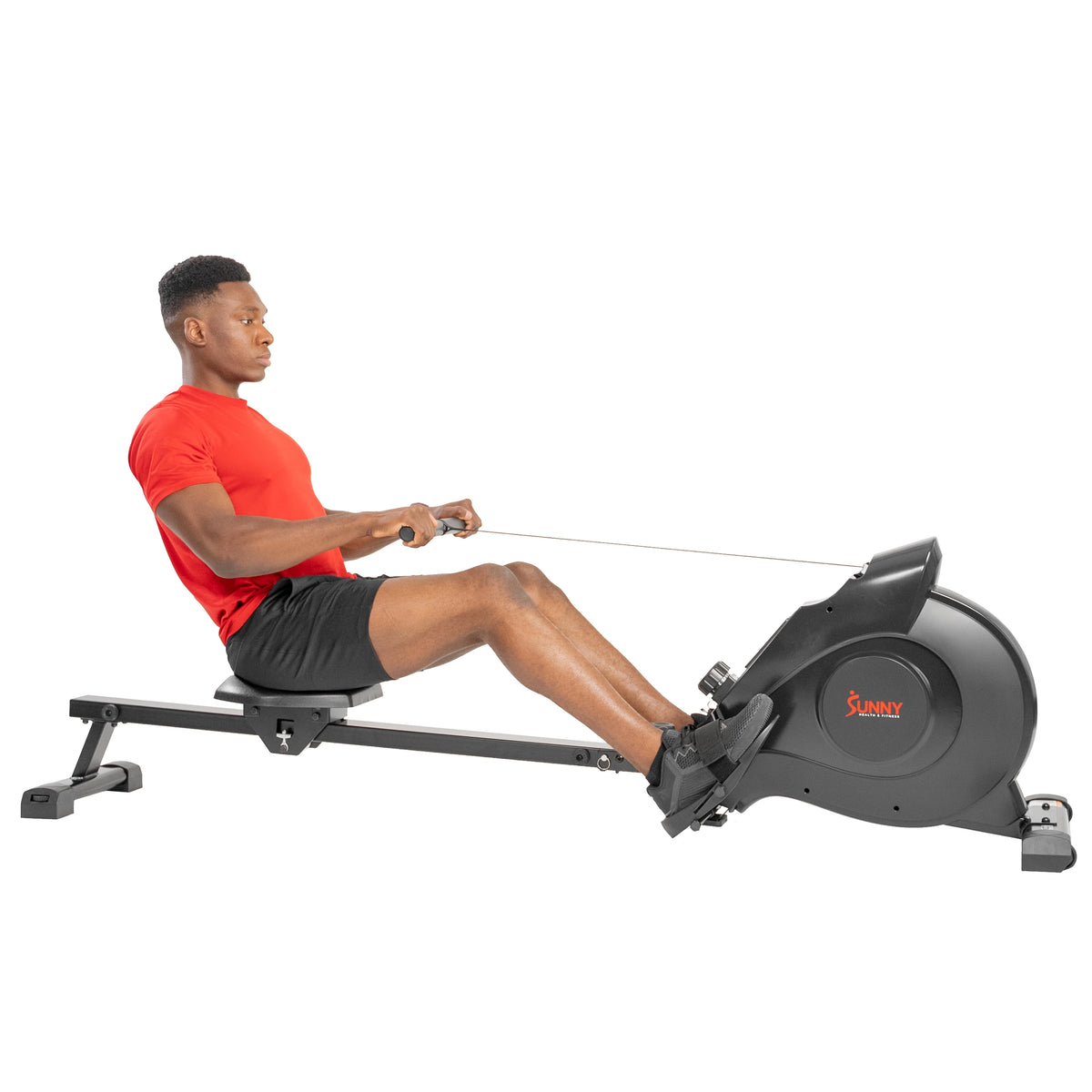Sunny Health & Fitness 53.4" Extended Slide Rail Magnetic Rowing Machine Rower with Free SunnyFit App Membership - SF-RW5515