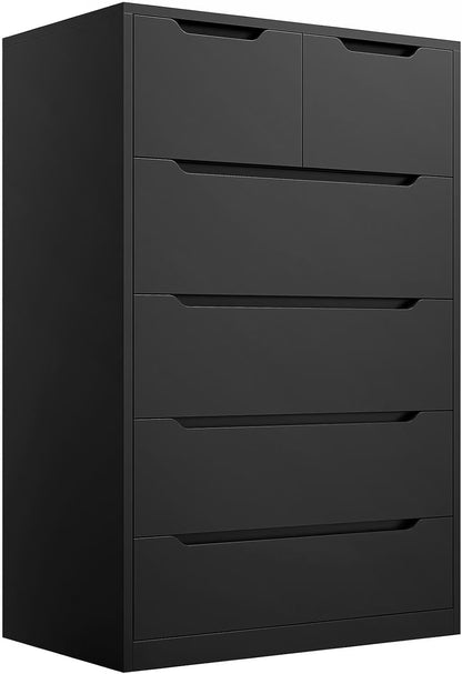 Dresser for Bedroom, Lofka 6 Drawer Dresser, Chest of Drawers Tall White Dresser with Anti-Tripping, Cutout Handles