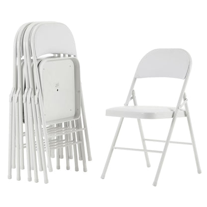 6 Pack Gray Folding Chairs with Padded Seats, Portable Stackable Foldable Chairs for Indoor & Outdoor, Commercial Seat with Metal Frame for Events Office Wedding Party, 330lbs Capacity