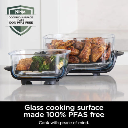 Ninja Crispi 5-in-1 Portable Glass Air Fryer Cooking System FN103BF, British Racing Green with Soft Gold Trim, 1500W, New