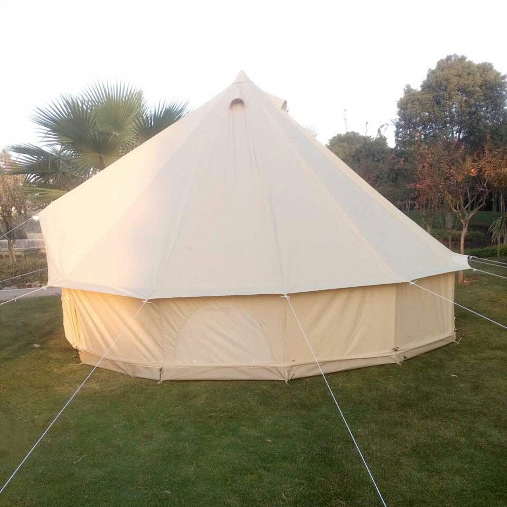 Outdoor Waterproof Family Camping Cotton Canvas Bell Tent Luxury Glamping Yurt Diameter 4M (13.1FT)