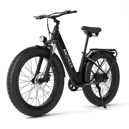 ANCHEER Electric Bike for Adults, 750W Ebike, 28MPH 60Miles Electric Mountain Bike, 26" Fat Tire Electric Bicycle with 48V 15AH Battery, Rear Rack, Lockable Suspension Fork,7 Speed, UL2849