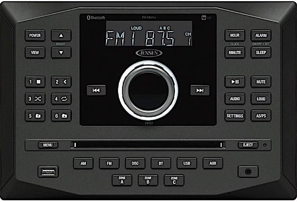 Jensen Jwm62a Am Fm Dvd Cd Usb Aux App Ready Bluetooth Wallmount Stereo W/ App